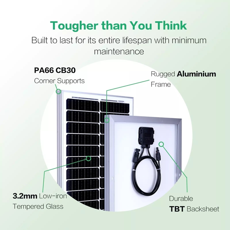 12v pannello solare 100w batteria caricabatterie Mono Home Off Grid RV Camper Barca Caravan