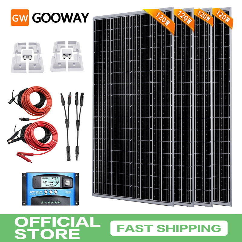 Kit di pannelli solari da 120w 12v con supporti di montaggio Caravan RV Camper Van Roof Shed